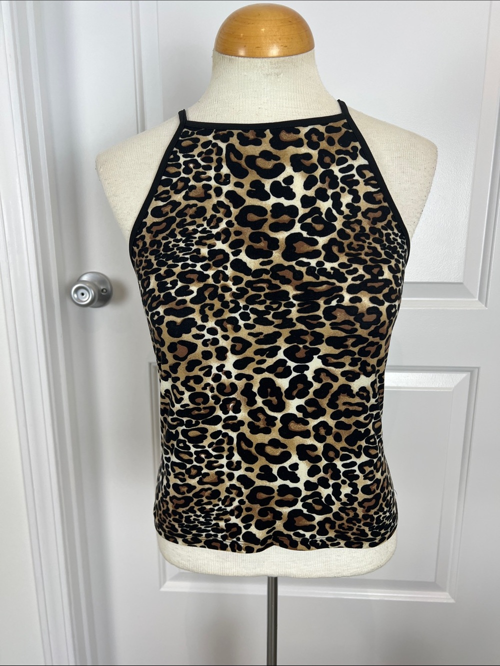 Angel Kiss Leopard Halter Tank Top - Brown/Black